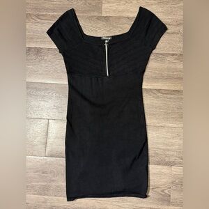 Black Mini Dress with Zipper Detail